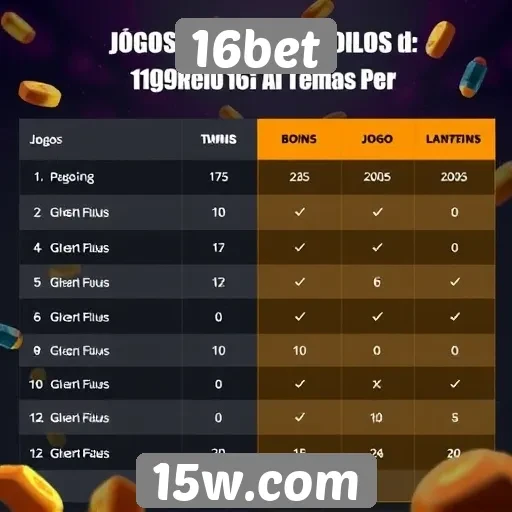 Comparação de jogos populares no 16bet